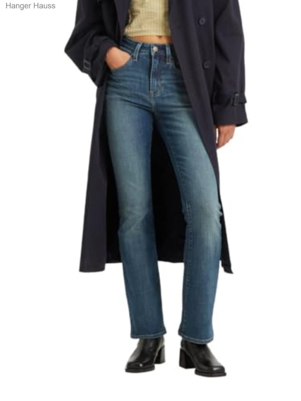 High Rise Bootcut Jeans Slim Fit Stretch Denim Casual